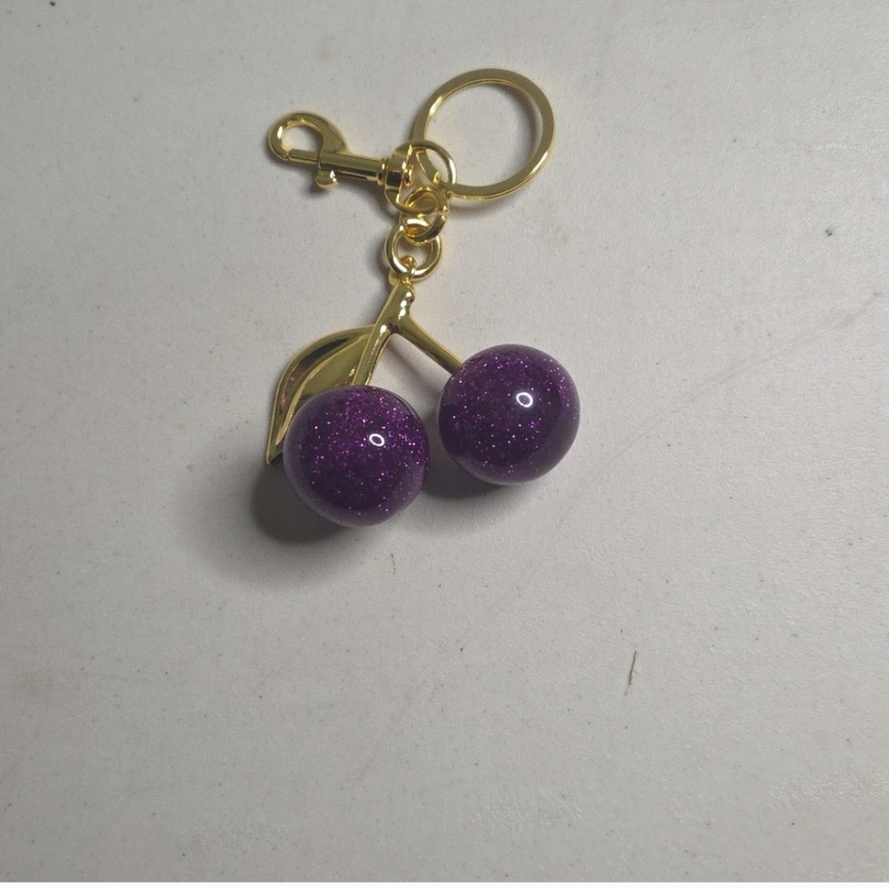 Purple Cherry Keychain Accessory